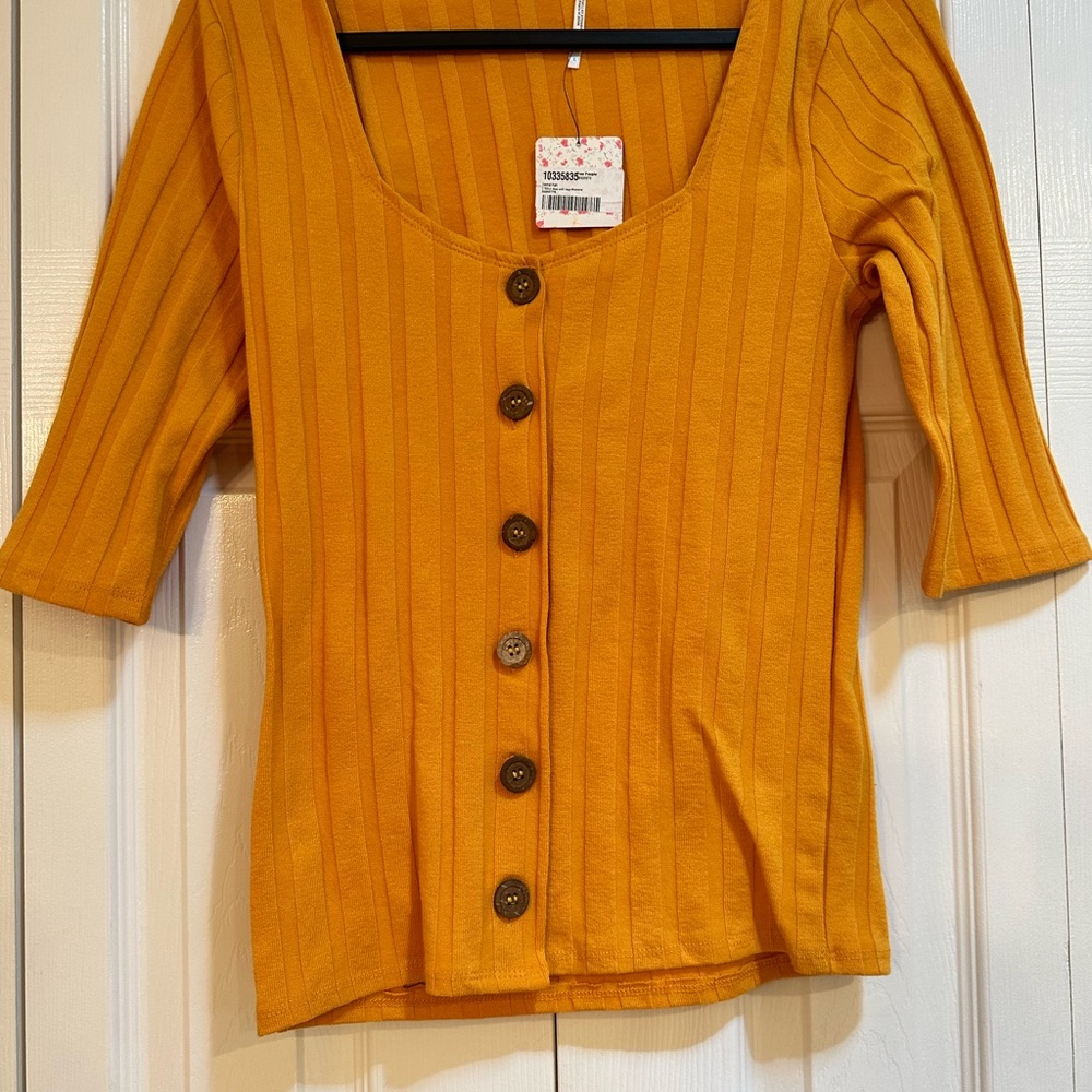 NWT Free People Central Park Golden Yellow Cardigan Size Large